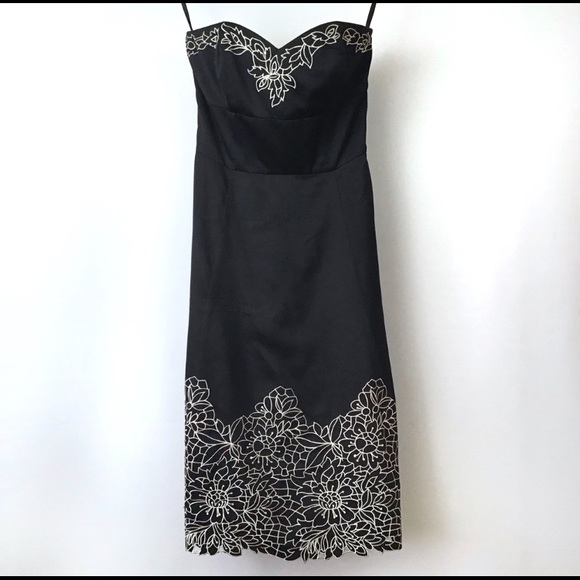 White House Black Market Dresses & Skirts - WHBM Strapless Black Embroidered Cocktail Dress